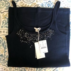 NWT NBW J. Crew Navy Blue Sequin Tank Top
